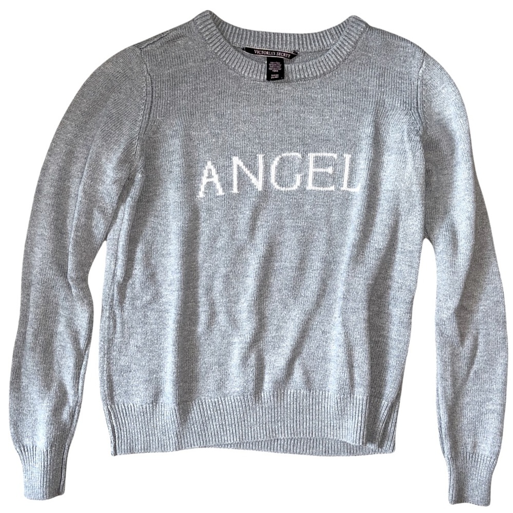 NWOT VICTORIA’S SECRET Angel Logo Gray Sweater Size Small - Picture 3 of 11